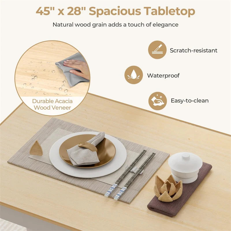 5-Piece Dining Table Set for 4, Wood Kitchen Table & 4 Chairs w/ Rubber Wood Legs - Product image 26