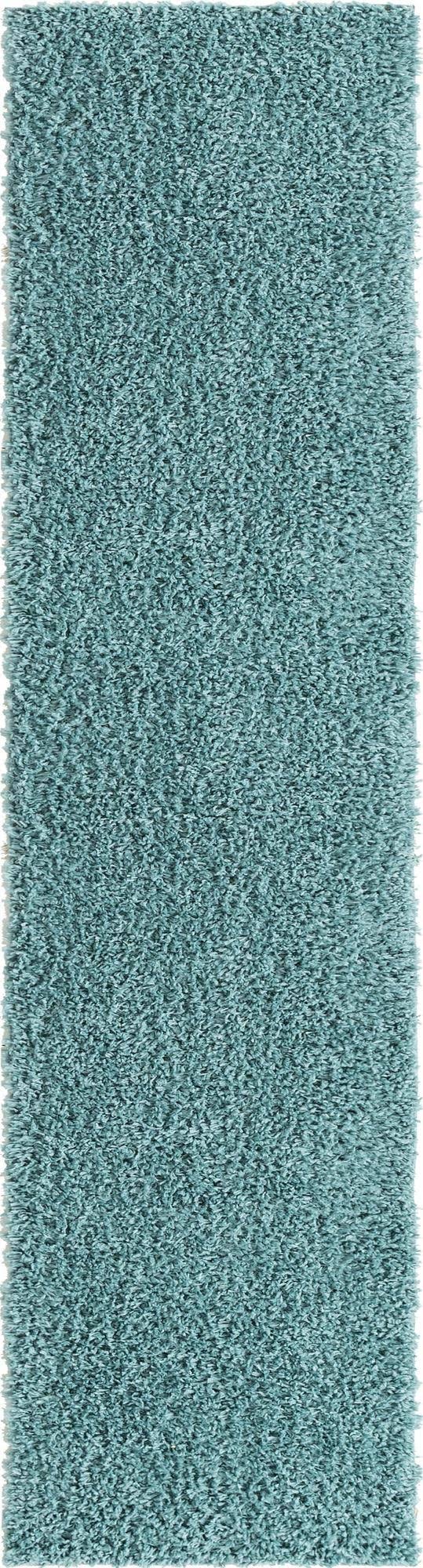 Unique Loom Davos Shag 8 ft Runner Aqua Blue Area Rug - Product image 1