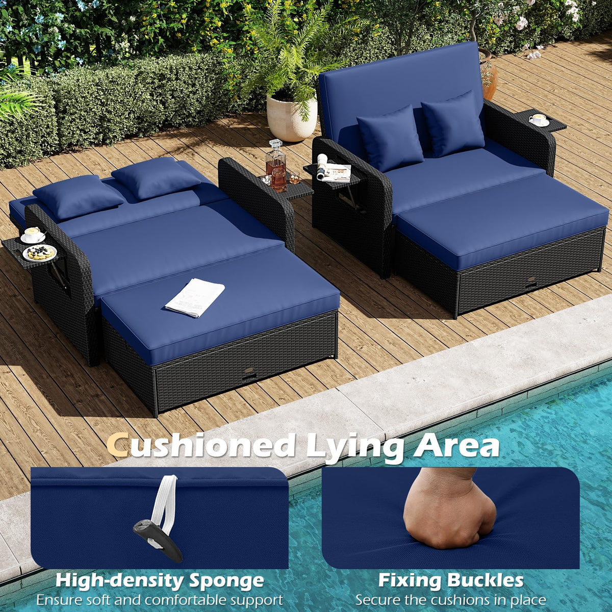 Tangkula Patio Rattan Daybed with 4 Level Adjustable Backrest - Product image 3