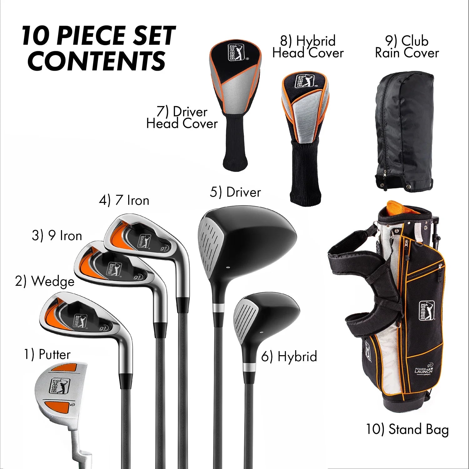 PGA Tour Right - Handed 10 Piece Kids Golf Club Stand Bag Set; Player Height 4'8 - 5'2", Ages 8 - 12 - Product image 20