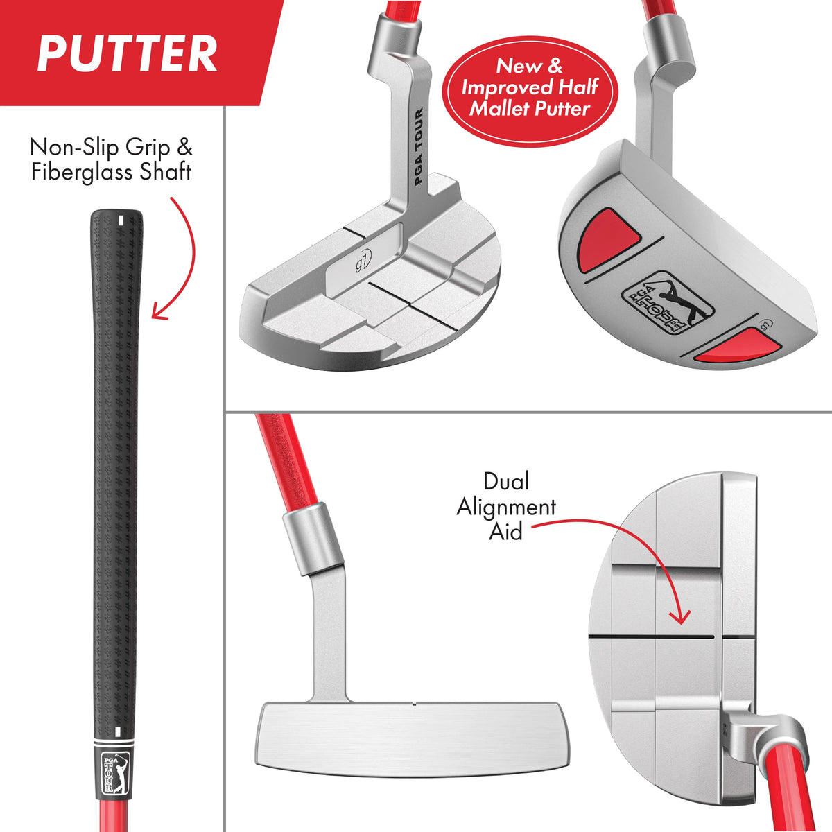 PGA Tour Right - Handed 10 Piece Kids Golf Club Stand Bag Set; Player Height 4'8 - 5'2", Ages 8 - 12 - Product image 25
