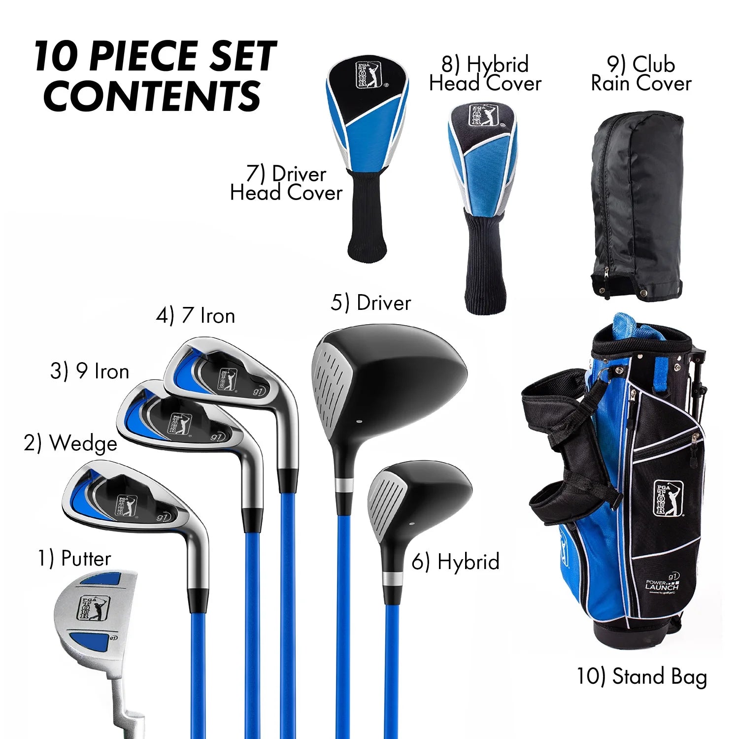 PGA Tour Right - Handed 10 Piece Kids Golf Club Stand Bag Set; Player Height 4'8 - 5'2", Ages 8 - 12 - Product image 11