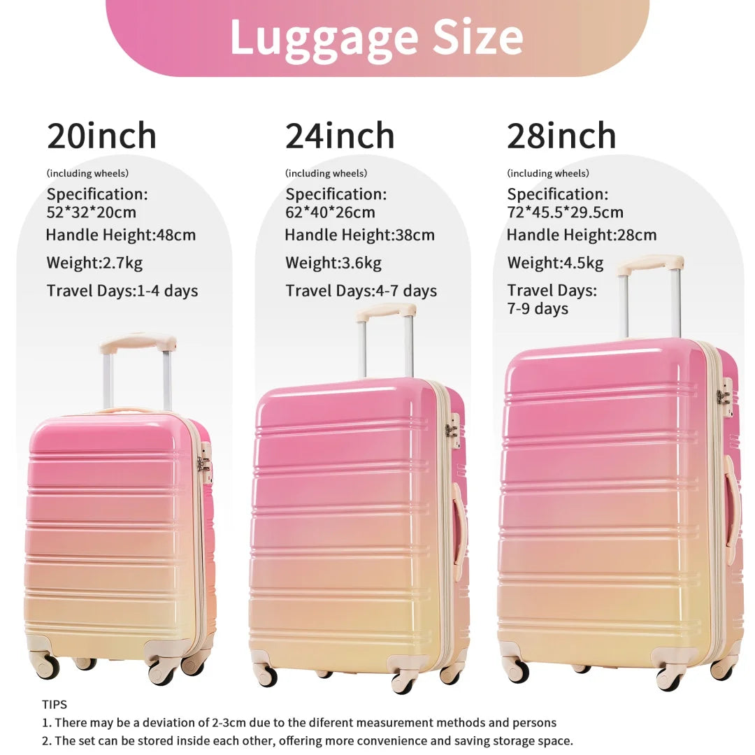 3 Piece Luggage Sets, Hard Shell Suitcase 20/24/28 in with TSA Lock and Spinner Wheels - Product image 12