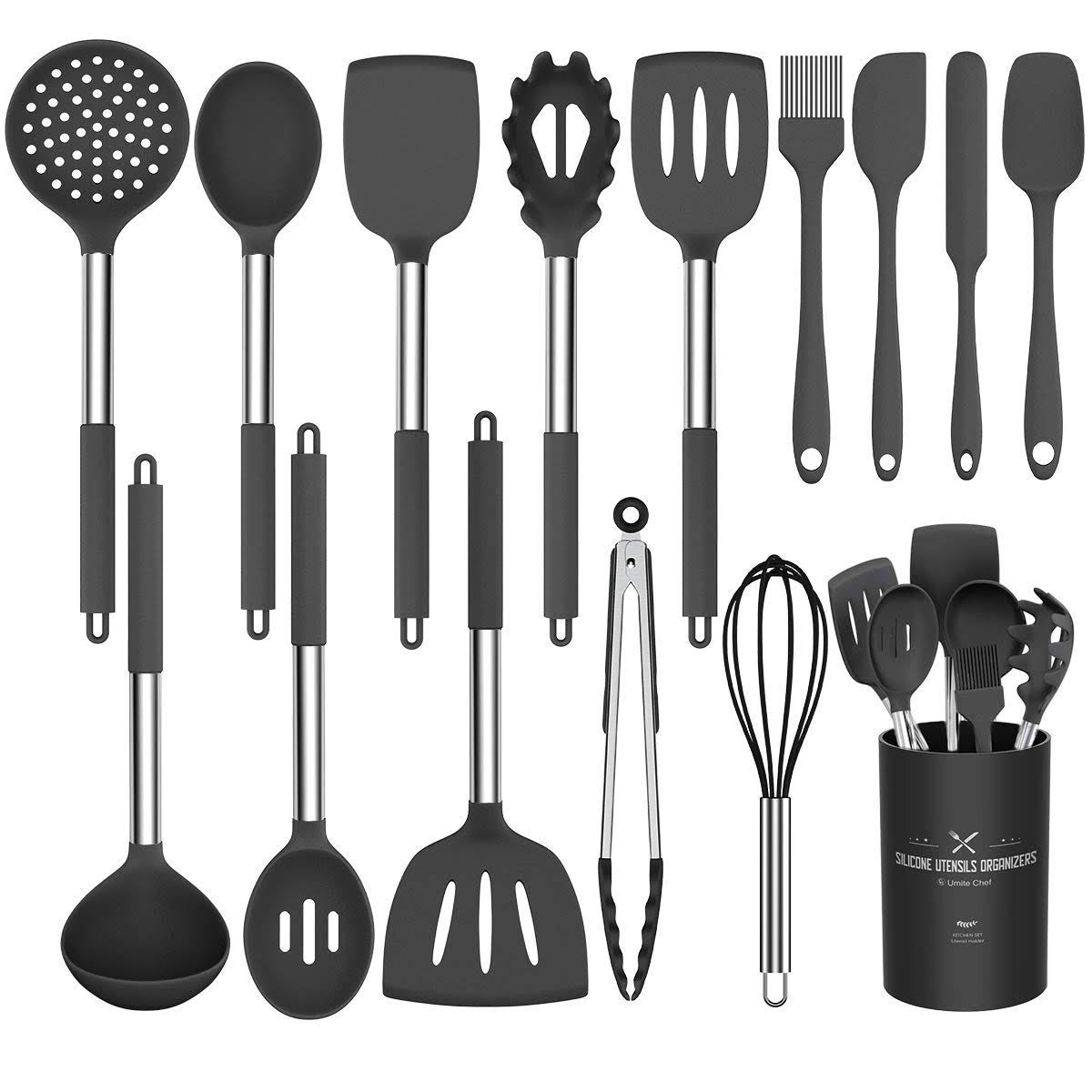 Silicone Cooking Utensil Set, Umite Chef 15pcs Silicone Cooking Kitchen Utensils Set, Non-Stick - Product image 1