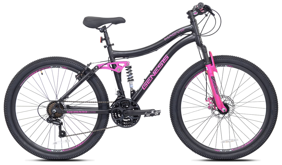 Kent Genesis Maeve Mountain Bike, 26" Wheels, Adults Ages 13+, Black and Pink - Product image 1
