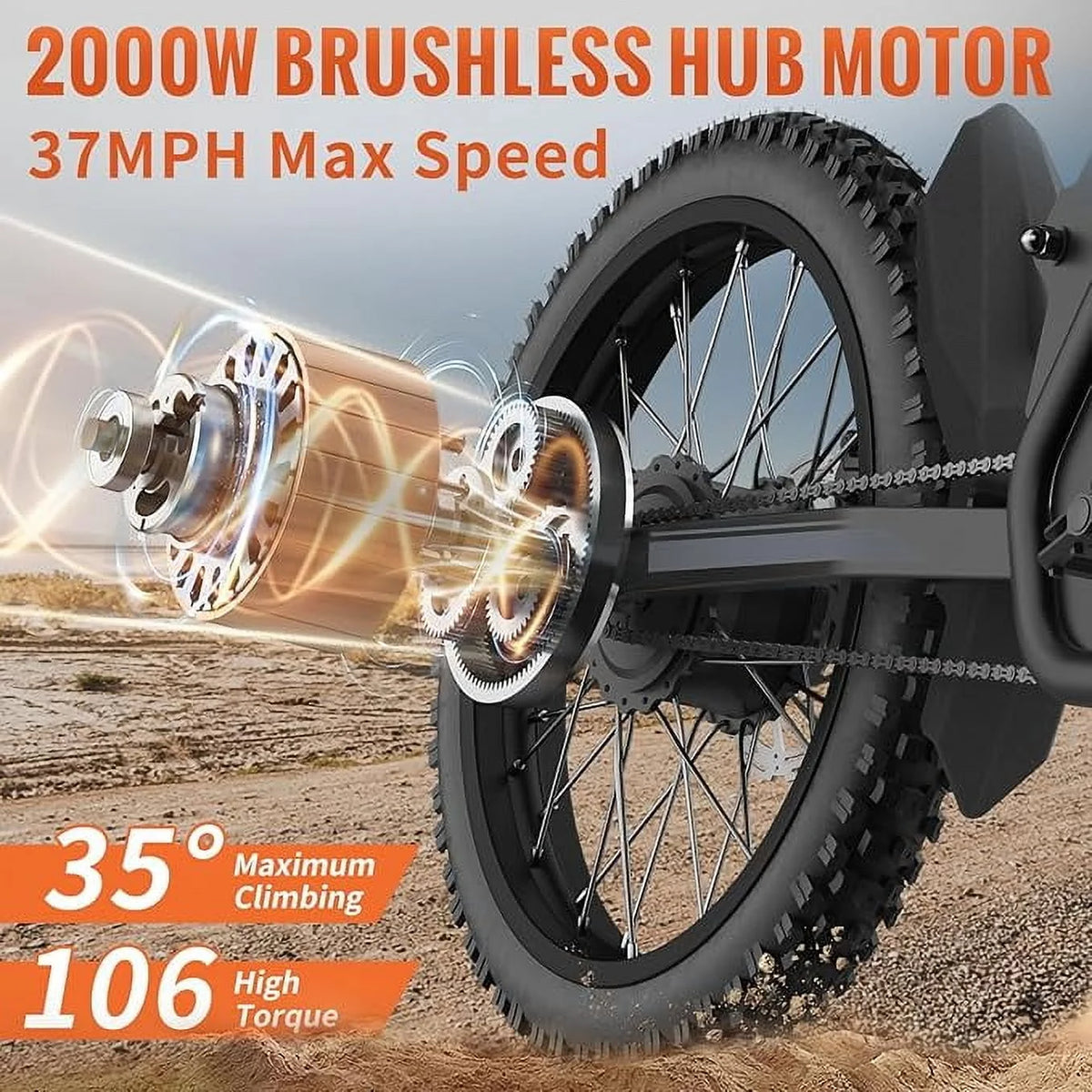 2000W Electric Dirt Bike for Adults Ridingtimes GT73 UL2849, Brushless Hub Motor - Product image 2