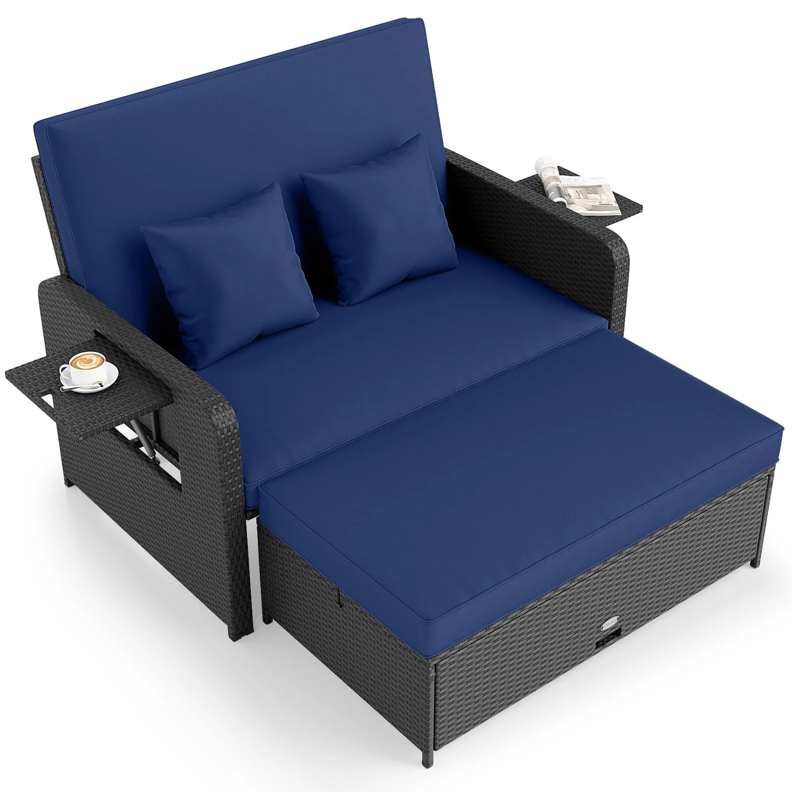 Tangkula Patio Rattan Daybed with 4 Level Adjustable Backrest - Product image 1