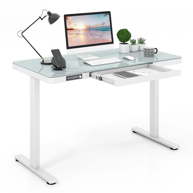 48" x 24" Electric Standing Desk with Drawer, Tempered Glass Top, Memory Positions & USB Type-C Outlets - Product image 3