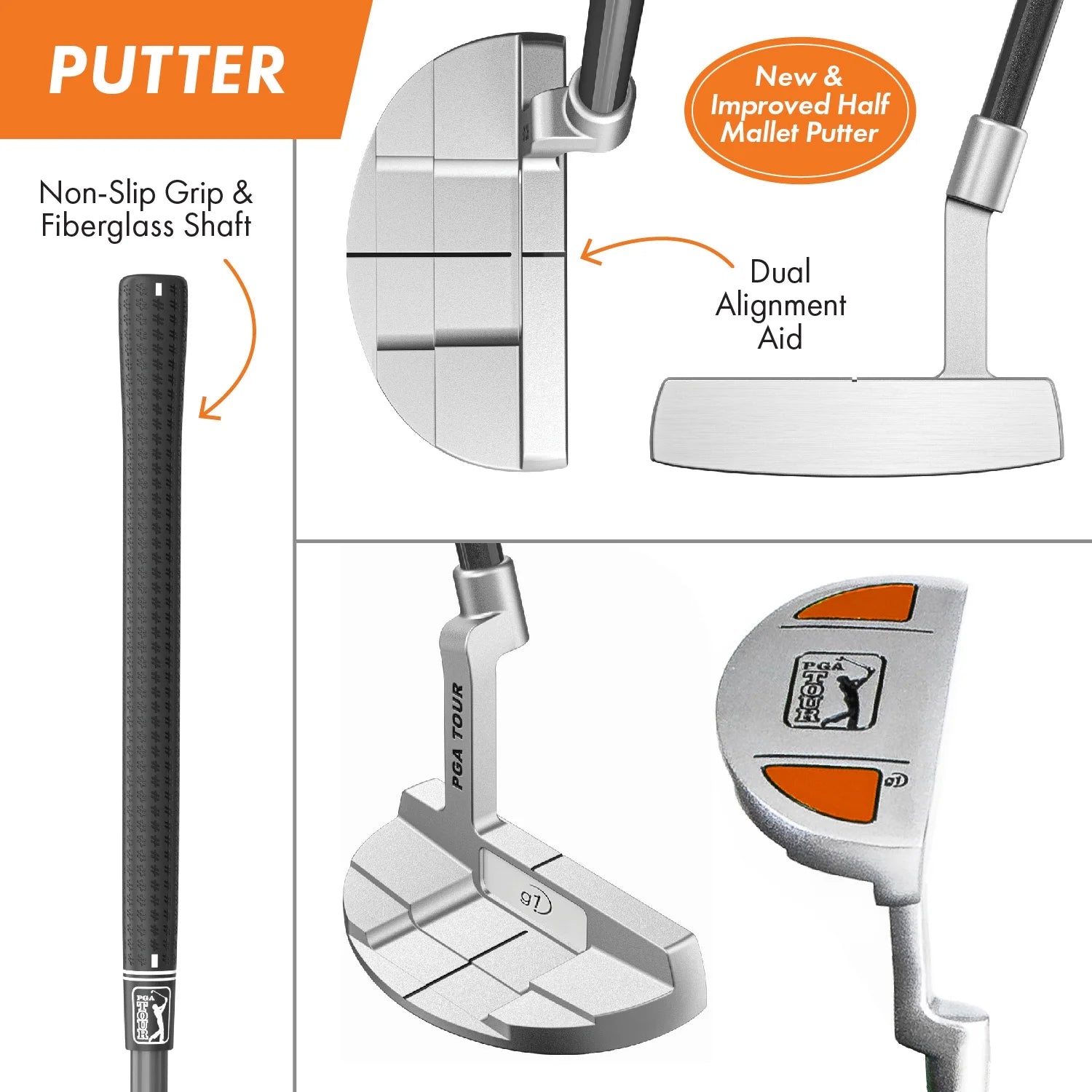 PGA Tour Right - Handed 10 Piece Kids Golf Club Stand Bag Set; Player Height 4'8 - 5'2", Ages 8 - 12 - Product image 15