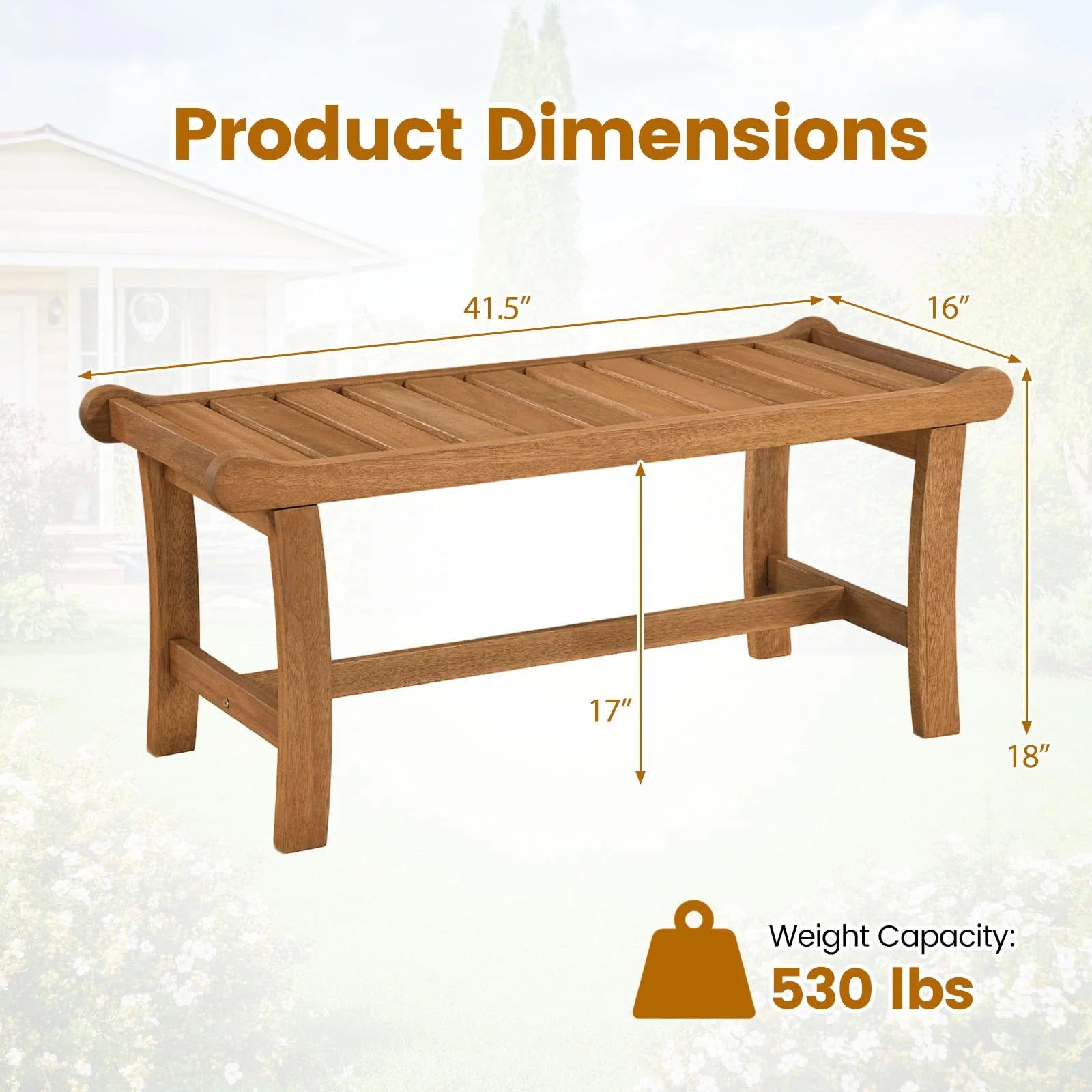 Tangkula 41.5" Patio Backless Bench with Slatted Seat - Product image 3