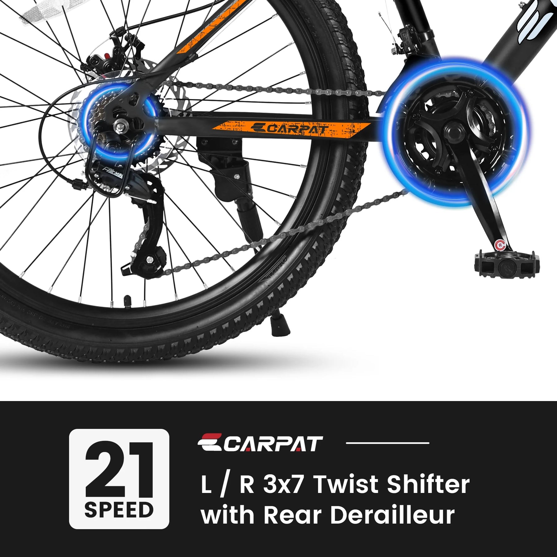 26 in Mountain Bike for Men, Adult Mountain Bike with Shimano 21 Speed & Disc Brakes, Black Orange - Product image 4