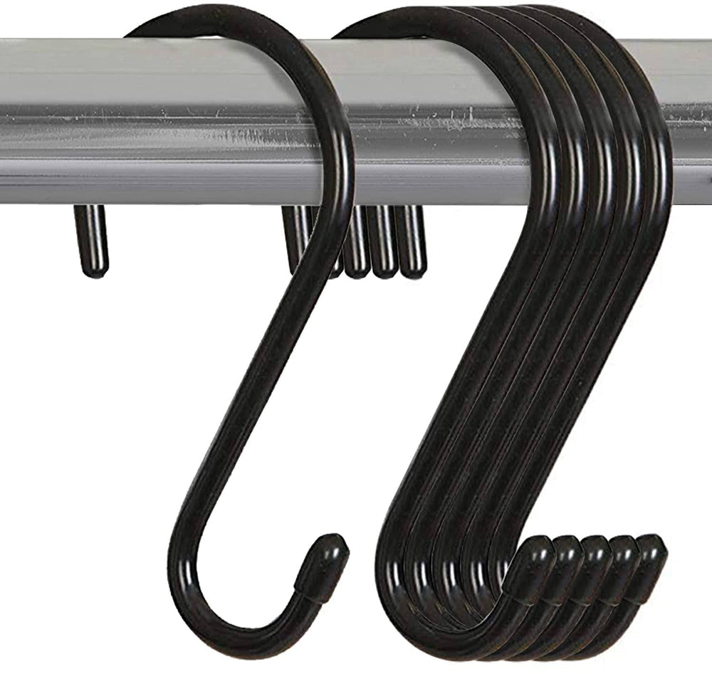 Smart Design Premium S Hooks with Rubber Gripped Finish Set of 6 - Steel Metal Frame - Rust Resistant Finish - Hanging Kitchen, Closet