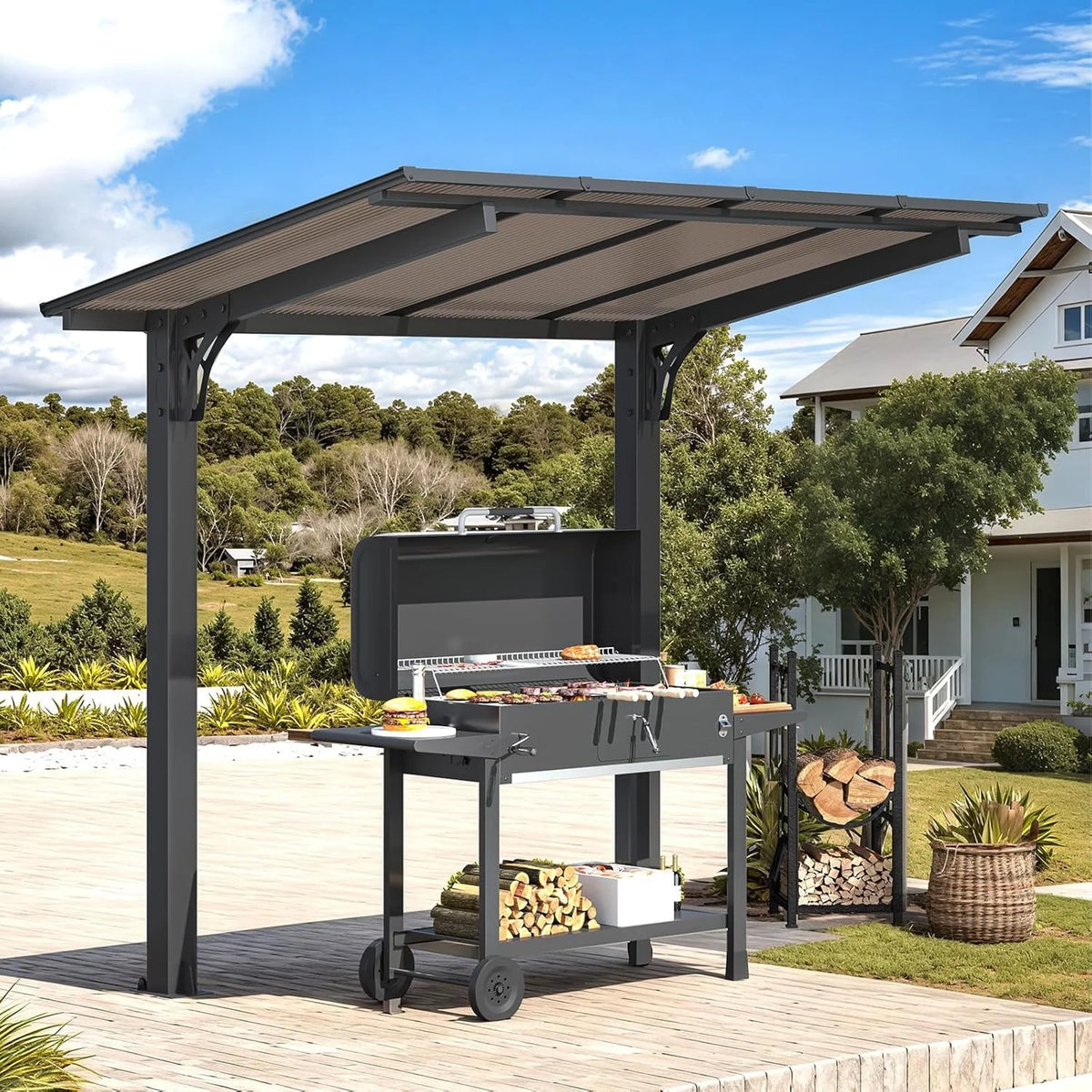 AECOJOY 8' x 5' Gazebo Outdoor Pergola for Patio, Freestanding Lean to Hard Top Grill Gazebo - Product image 7