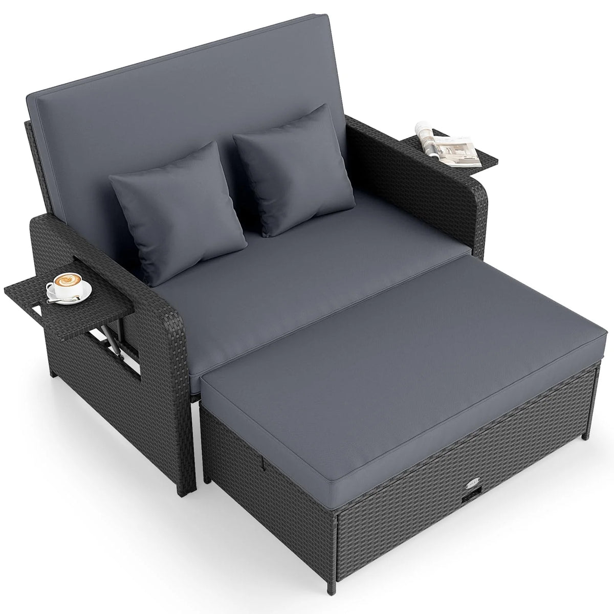 Tangkula Patio Rattan Daybed with 4 Level Adjustable Backrest - Product image 11
