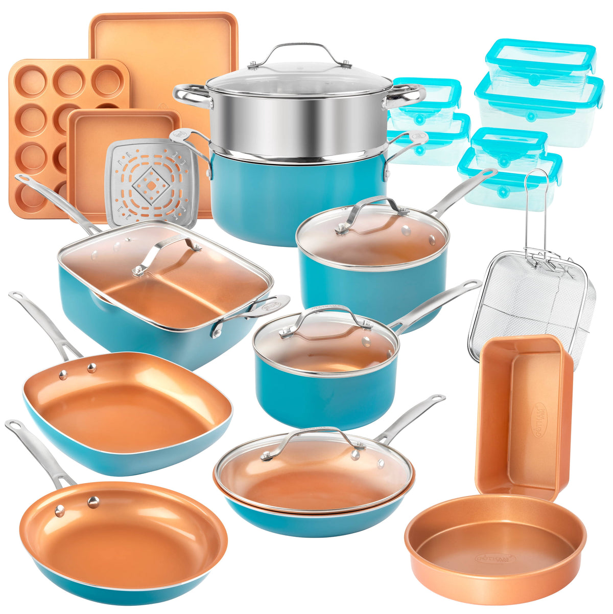 Gotham Steel 32 Piece Cookware Set, Bakeware and Food Storage Set, Nonstick Pots and Pans - Product image 1