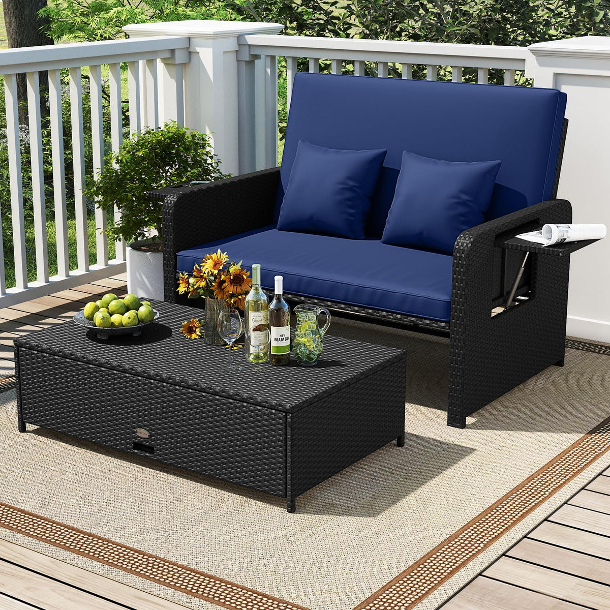 Tangkula Patio Rattan Daybed with 4 Level Adjustable Backrest - Product image 2