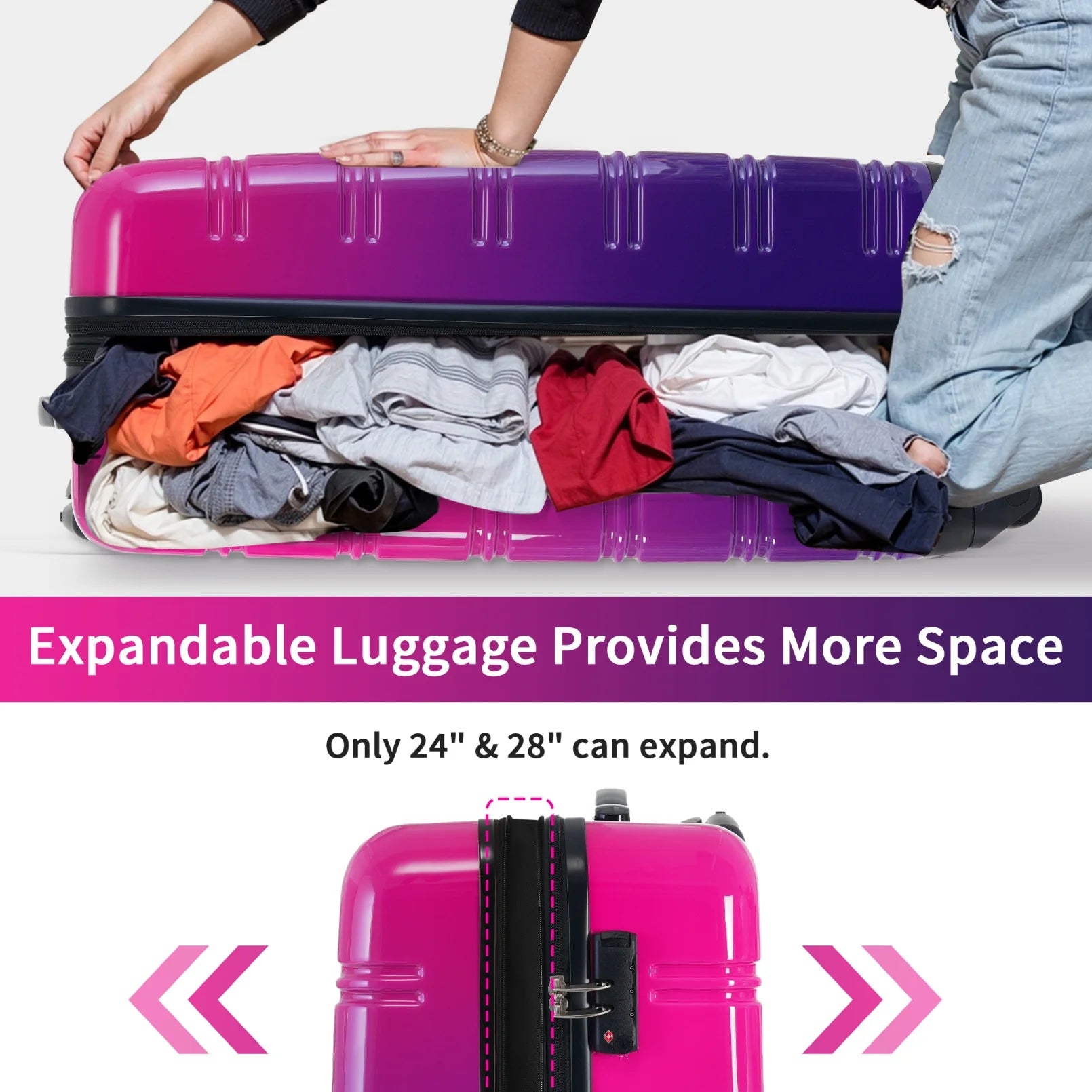 3 Piece Luggage Sets, Hard Shell Suitcase 20/24/28 in with TSA Lock and Spinner Wheels - Product image 6