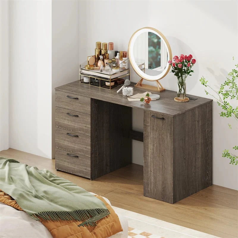 53" Computer Desk with 4 Storage Drawers & Cabinet, Home Office Desk w/ Charging Station - Product image 13
