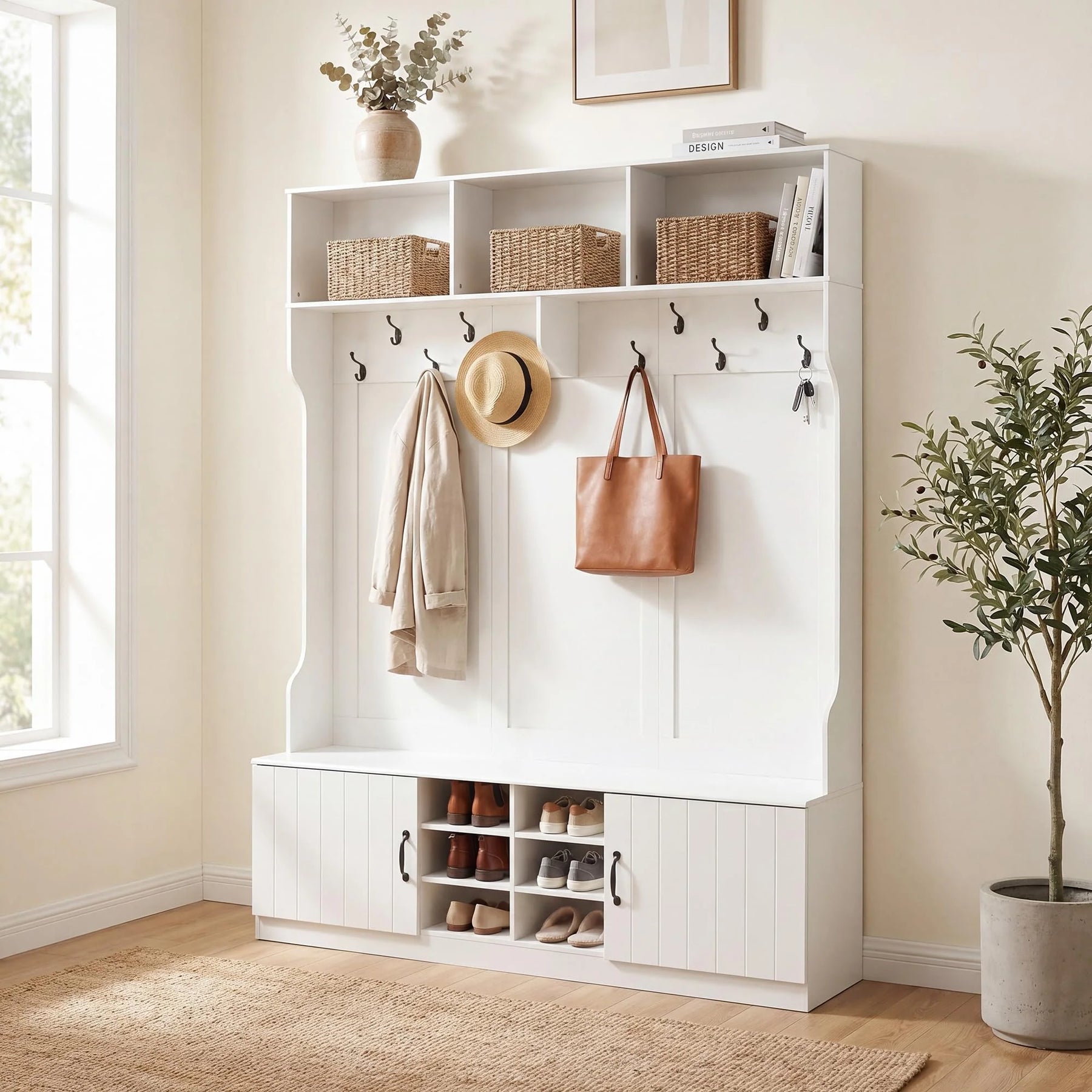 Tangkula Hall Tree with Bench and Shoe Storage - Product image 3