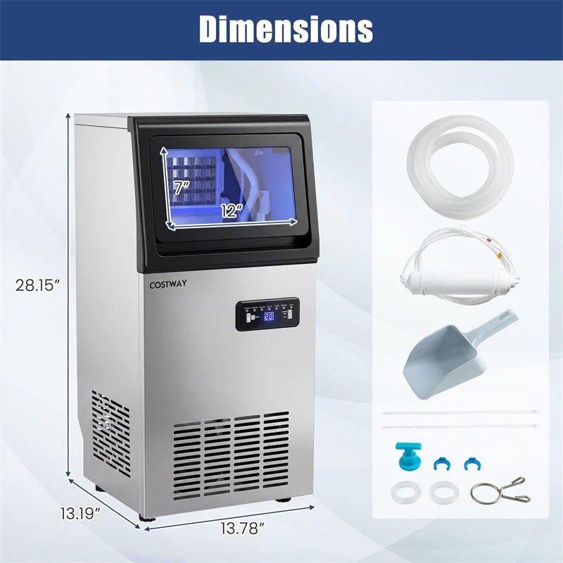 110 LBS/24H Commercial Ice Maker, Stainless Steel Ice Machine with 25 LBS Storage, 36 Cubes in 13 Mins - Product image 9