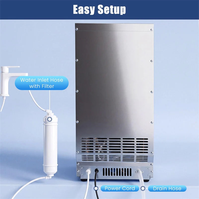 110 LBS/24H Commercial Ice Maker, Stainless Steel Ice Machine with 25 LBS Storage, 36 Cubes in 13 Mins - Product image 7