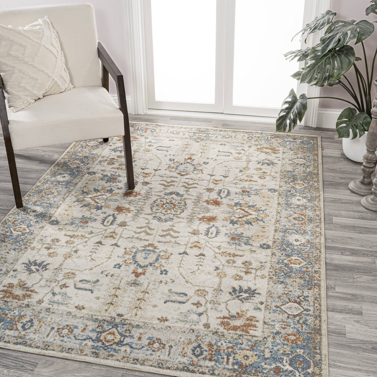 Jonathan Y Hiero CREAM/TERRA 5 ft. x 8 ft. Persian Border Low-Pile Machine-Washable Area Rug - Product image 1