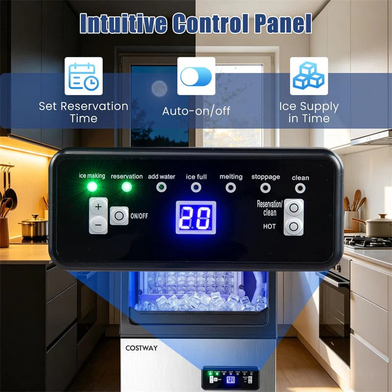 110 LBS/24H Commercial Ice Maker, Stainless Steel Ice Machine with 25 LBS Storage, 36 Cubes in 13 Mins - Product image 6
