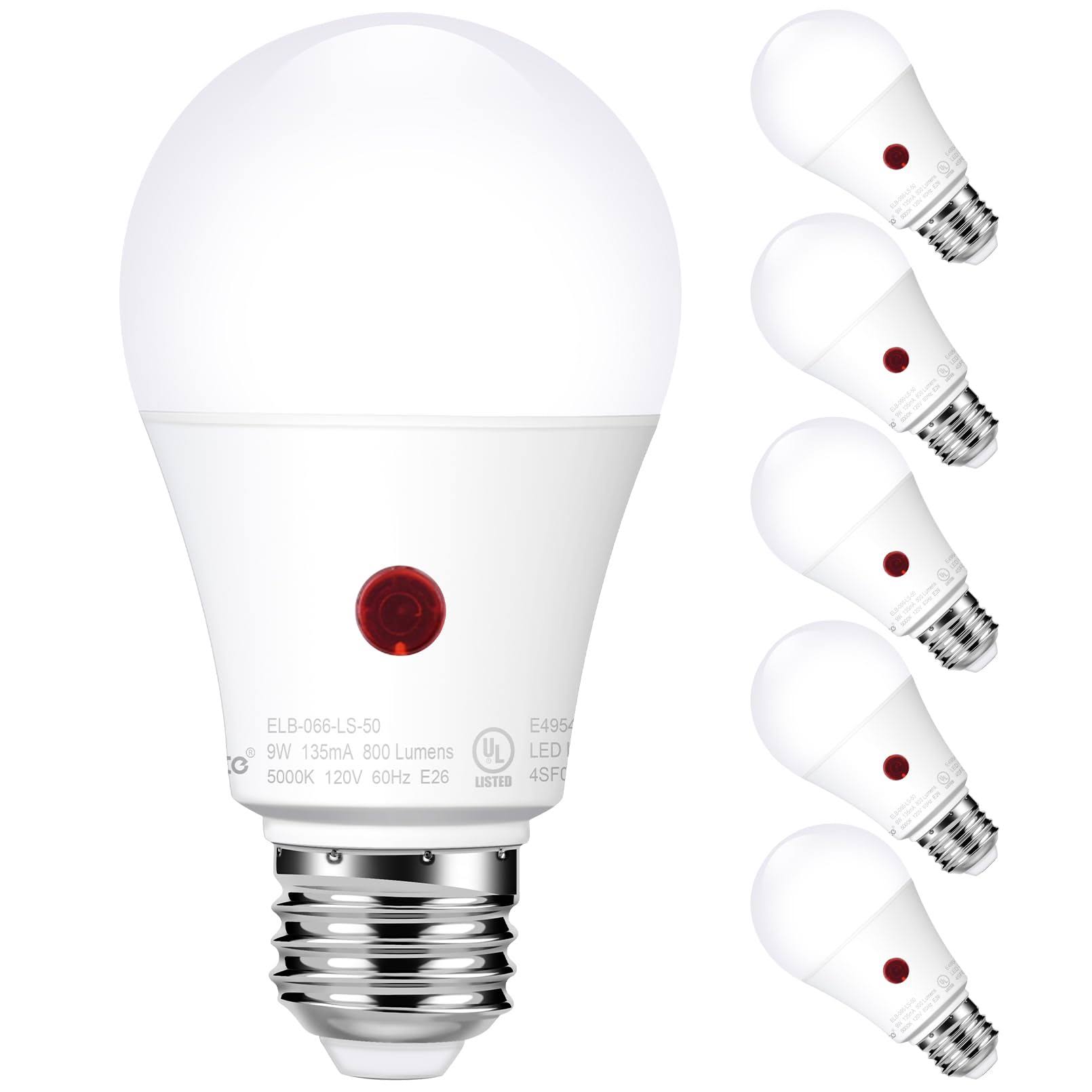 Emotionlite Dusk to Dawn Sensor Light Bulbs Outdoor, Neutral White LED Bulbs, 60 Watt Equivalent - Product image 1