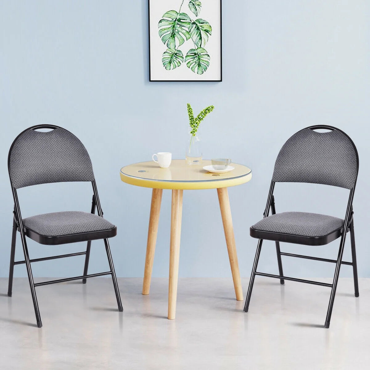 Costway Set of 6 Folding Chairs Fabric Upholstered Padded Seat Metal Frame Home Office Beige - Product image 15