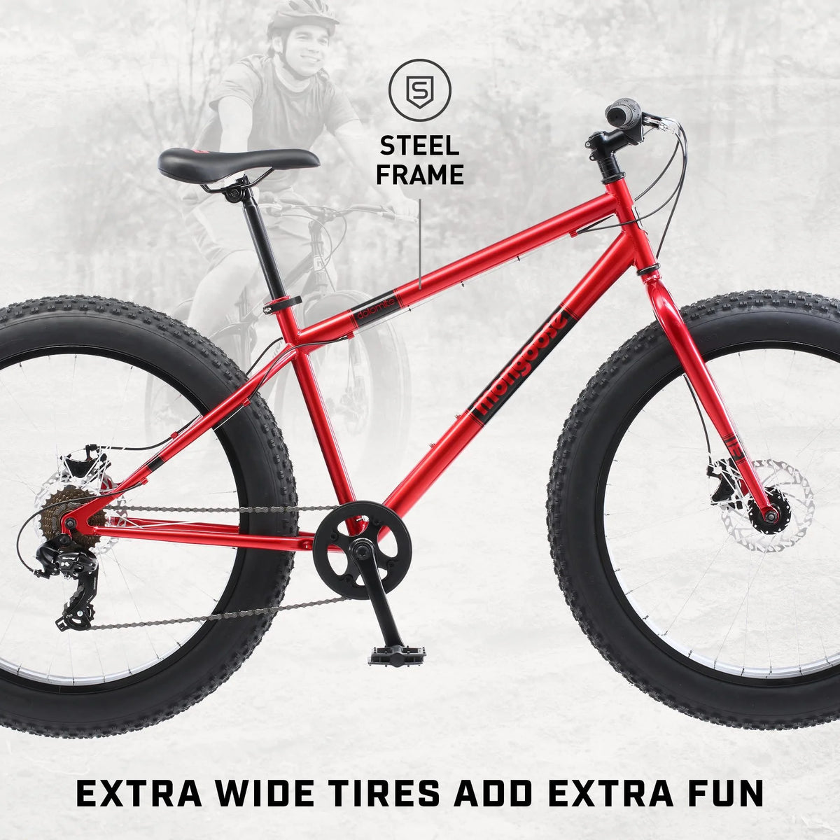 Mongoose Dolomite Adult Fat Tire Mountain Bike, 26 - Inch Wheel, Red - Product image 3
