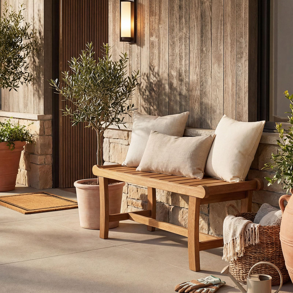 Tangkula 41.5" Patio Backless Bench with Slatted Seat - Product image 2