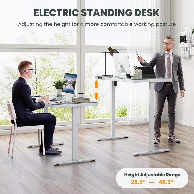 48" x 24" Electric Standing Desk with Drawer, Tempered Glass Top, Memory Positions & USB Type-C Outlets - Product image 7