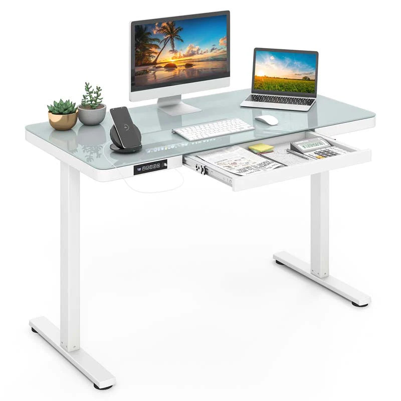48" x 24" Electric Standing Desk with Drawer, Tempered Glass Top, Memory Positions & USB Type-C Outlets - Product image 2