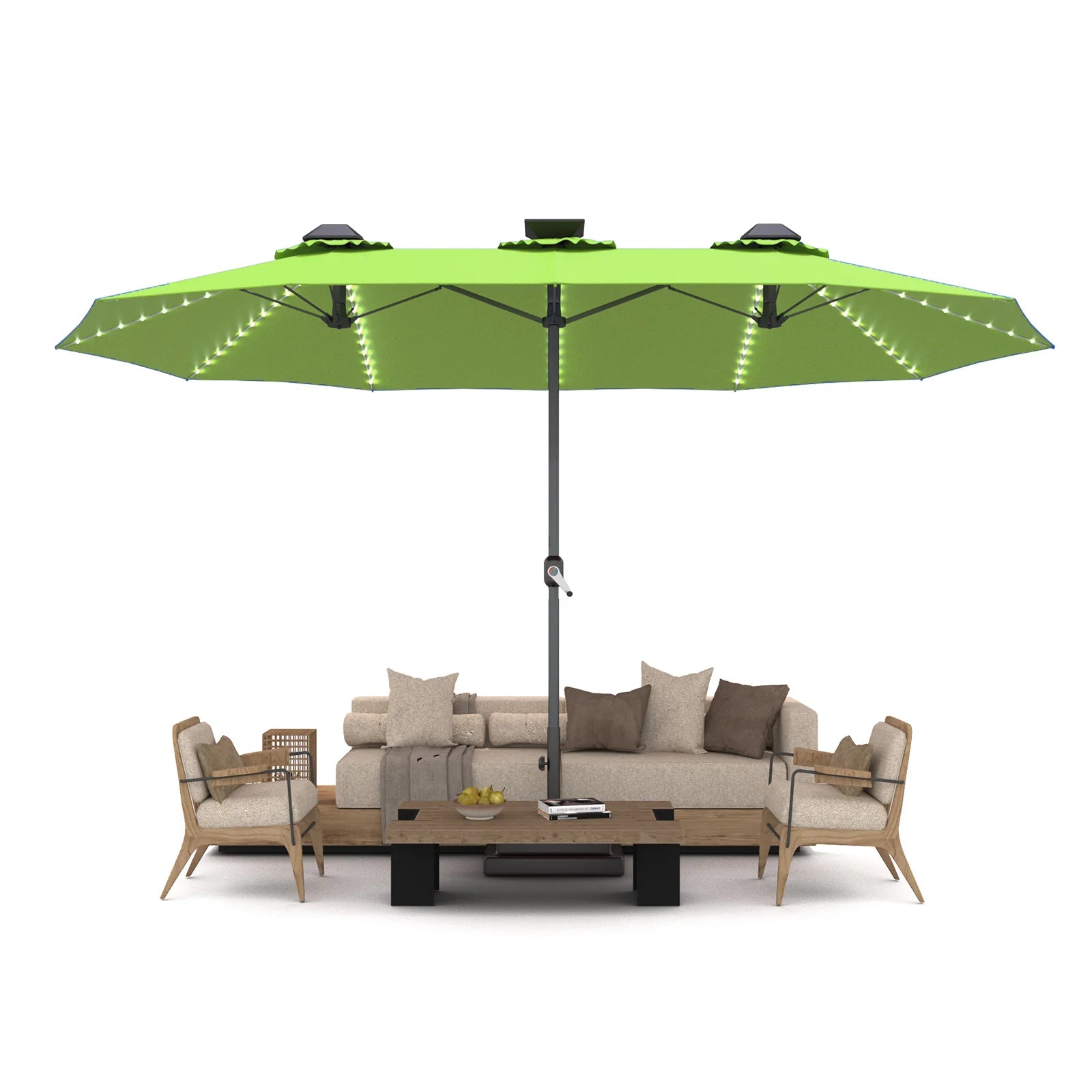 AECOJOY 15ft Patio Double-Sided Umbrella, 156 PCS Solar LED Light Outdoor Large Umbrella, Green - Product image 10