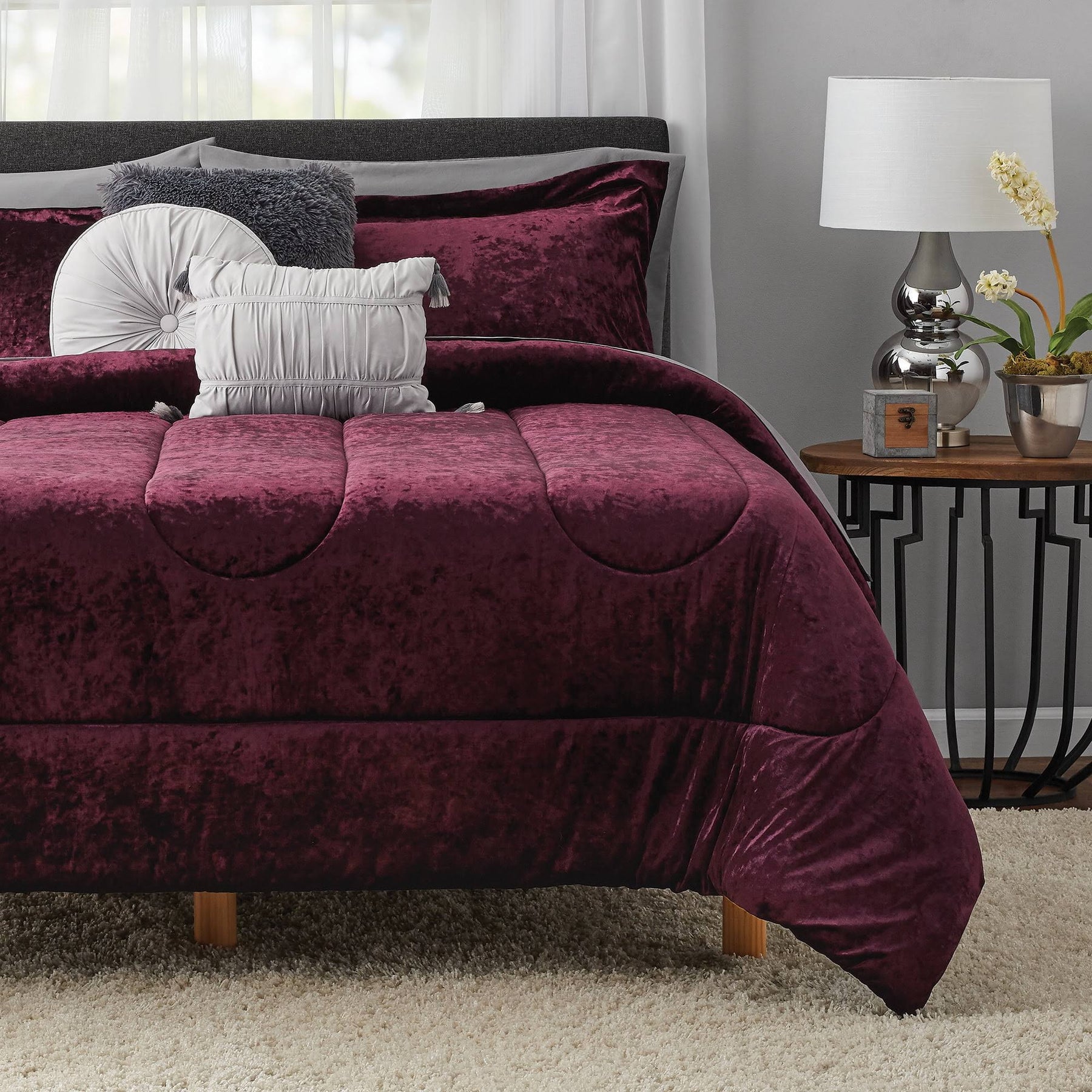 Mainstays 10-Piece King Metropolis Velvet Bed in A Bag Bedding Set with Bonus Sheet Set - Product image 1