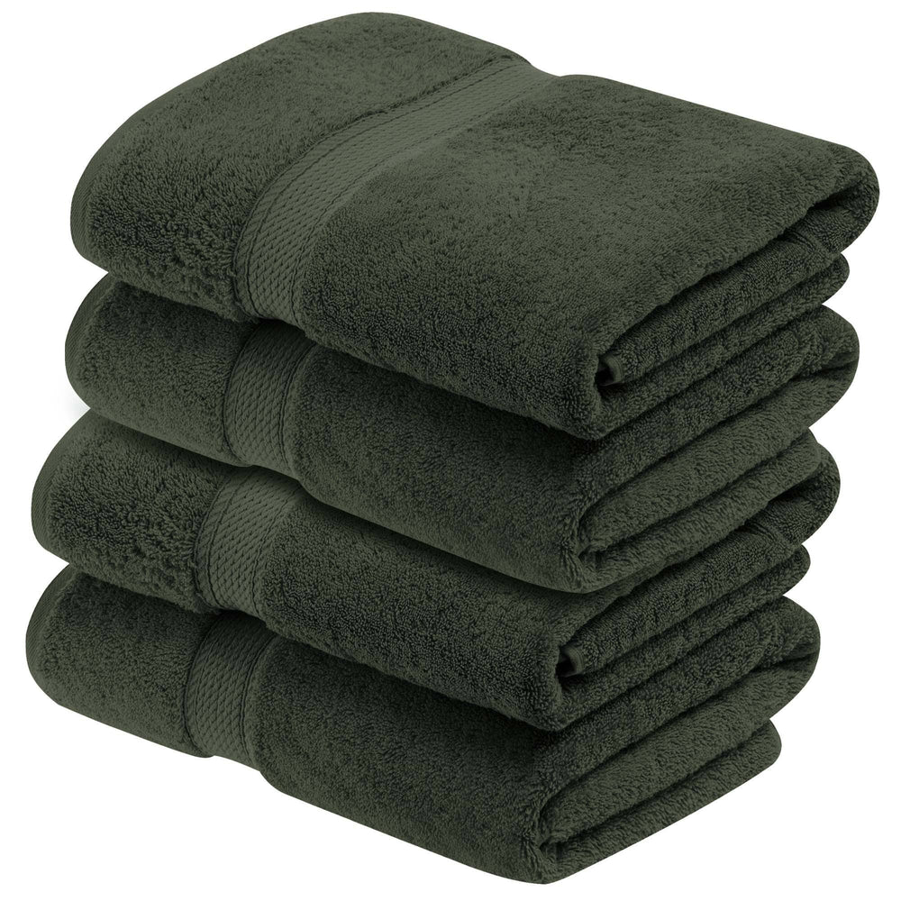 Superior Egyptian Cotton Plush Absorbent 4-pc Bath Towel Set, Forest Green
