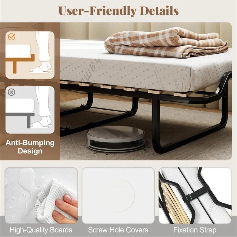 Cot Size Murphy Cabinet Bed with Mattress, 2-in-1 Folding Rollaway Guest Bed into Storage Cabinet with - Product image 17