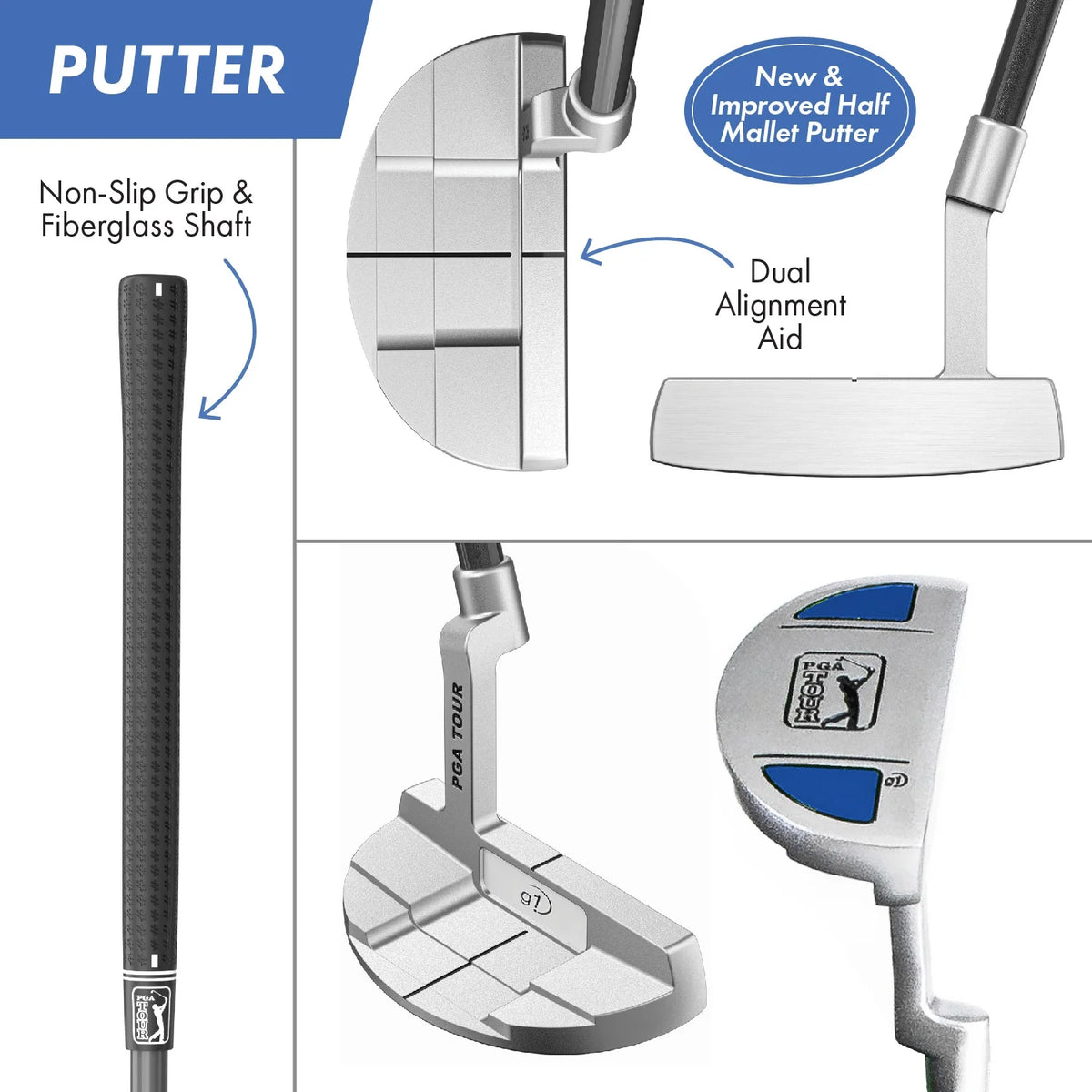 PGA Tour Right - Handed 10 Piece Kids Golf Club Stand Bag Set; Player Height 4'8 - 5'2", Ages 8 - 12 - Product image 6