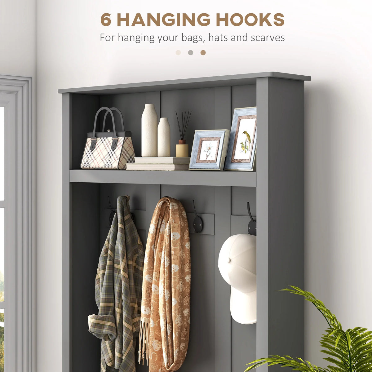 HOMCOM Hall Tree, Entryway Bench W/ Coat Rack, Shoe Cabinet, Black - Product image 14