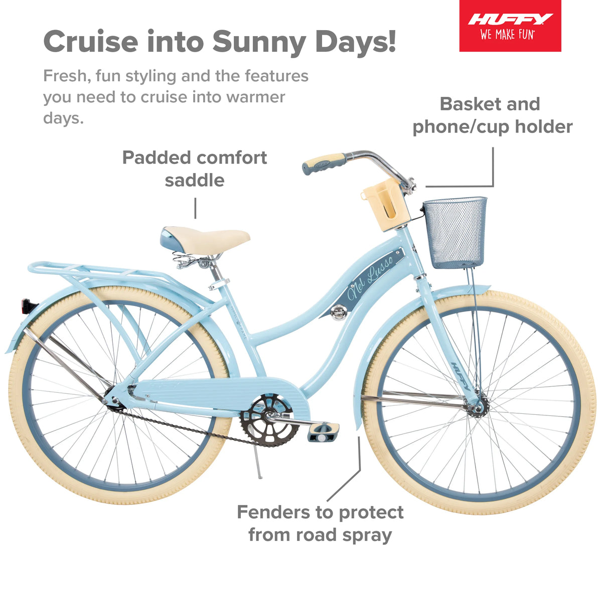 Huffy 26" Nel Lusso Cruiser Bike, Fits Riders 5'0"+, Light Blue, Adult, Women'S - Product image 4