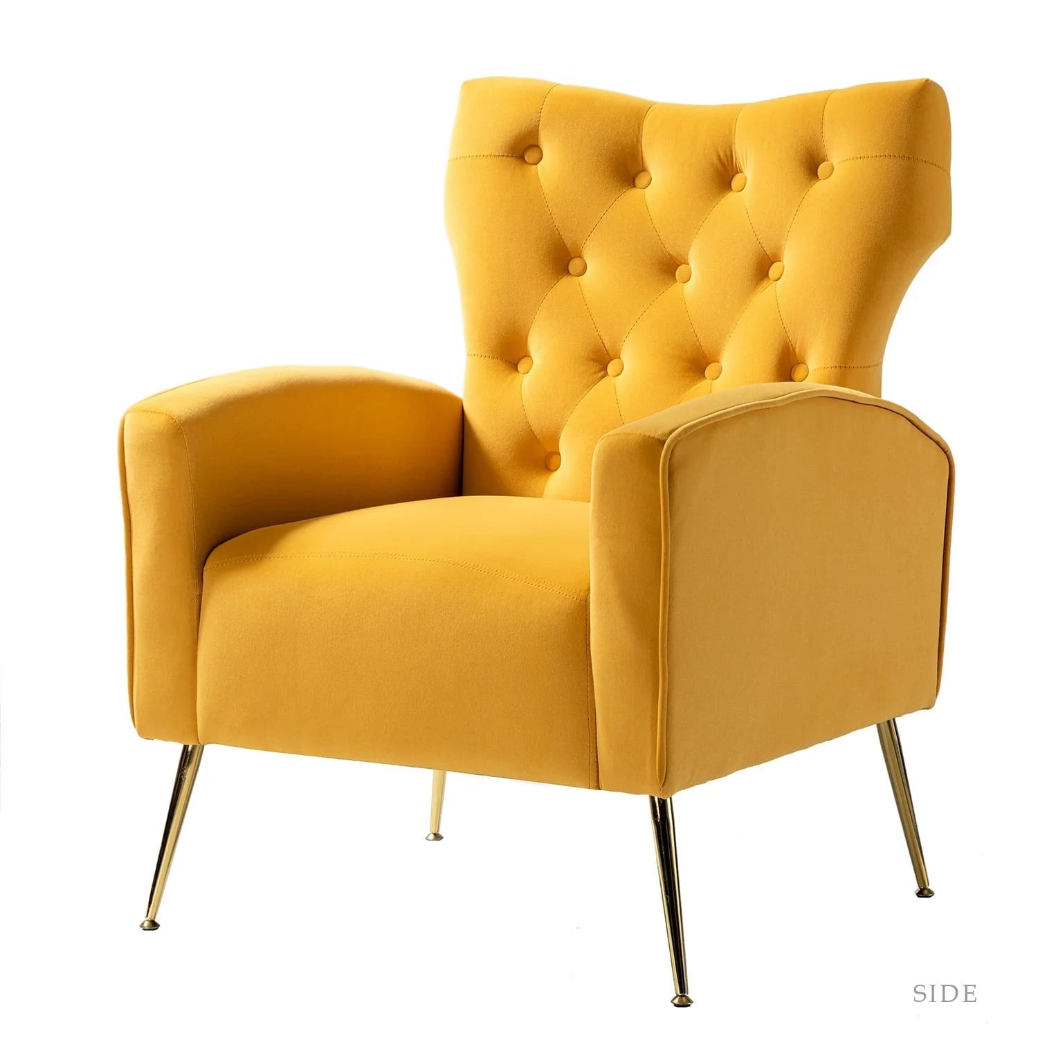 14 Karat Home Fall Home Decor Velvet Accent Chair Button Tufted Metal Legs Adult Living Room Mustard - Product image 8