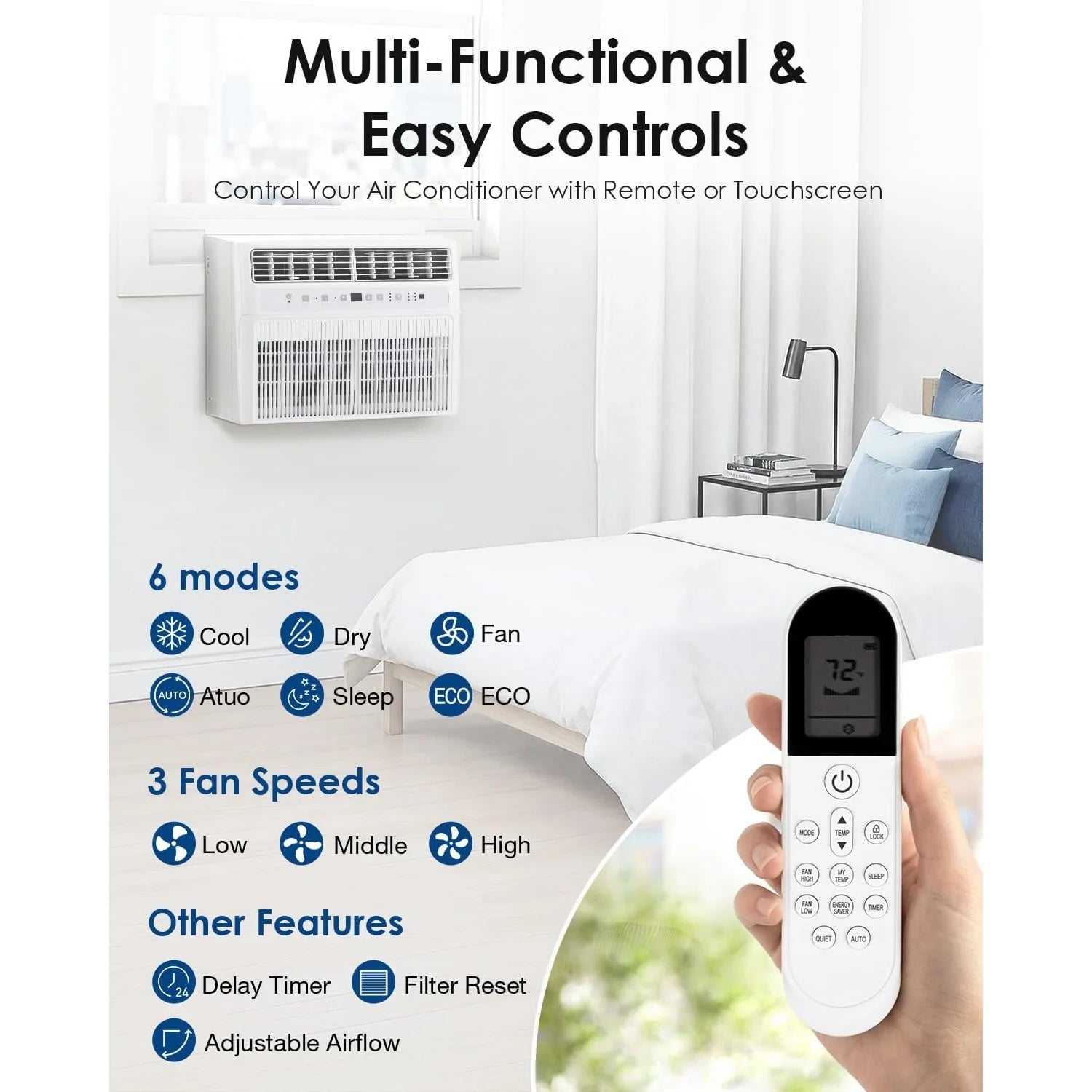 AECOJOY U-Shaped Window Air Conditioner 12, 000 BTU AC Unit with Full Window View, Cools 350 Sq. Ft - Product image 7