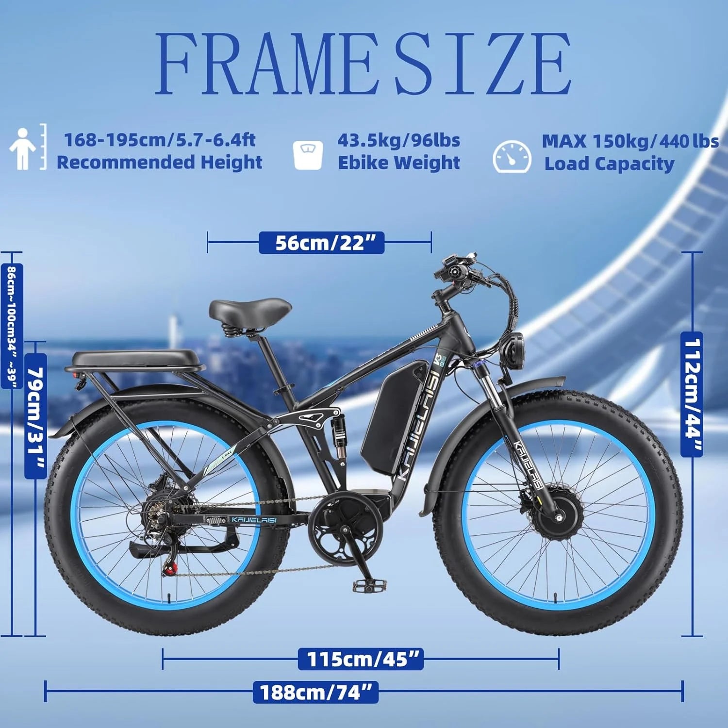 KAIJIELAISI Electric Bike for Adults, AWD Ebikes Dual Motor Peak 6000W - Product image 2