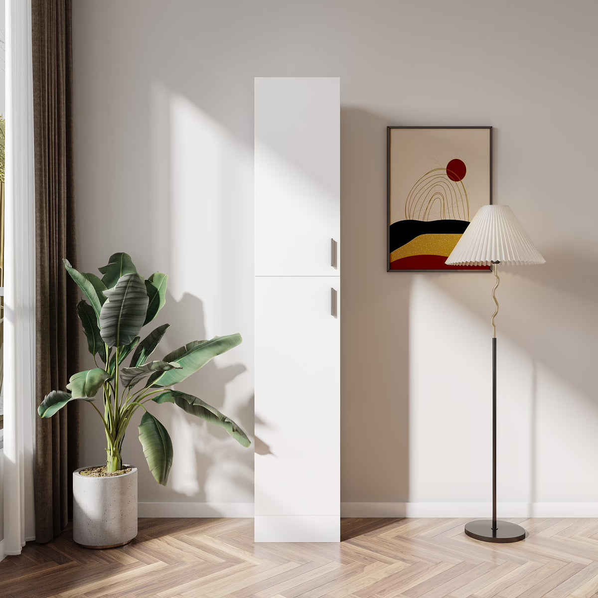 Slim Tall Storage Cabinet, Pantry Cabinet with Doors Shelves Small Space for Kitchen Living Room Bathroom - Product image 1