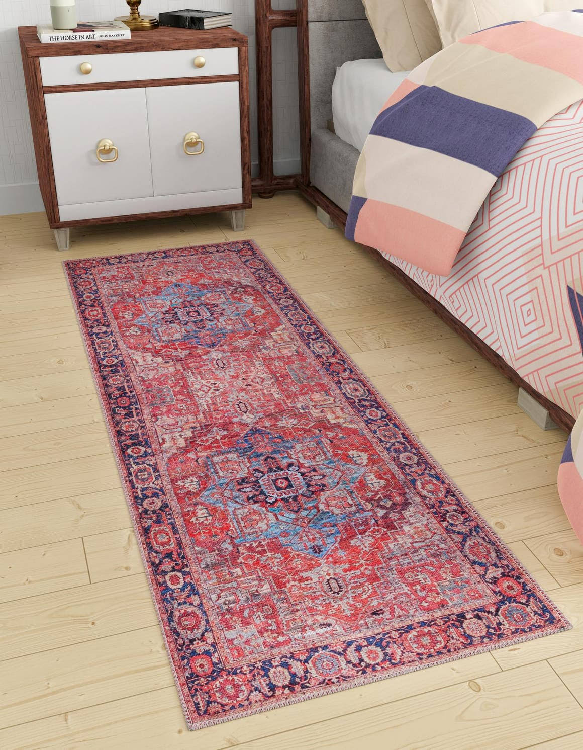 Unique Loom Maahru Wasahable 4 ft Runner Rust Red Area Rug - Product image 1